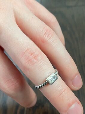 Silpada Sterling 925 Silver Belle Fleur Baguette CZ Rope Ring Size 6